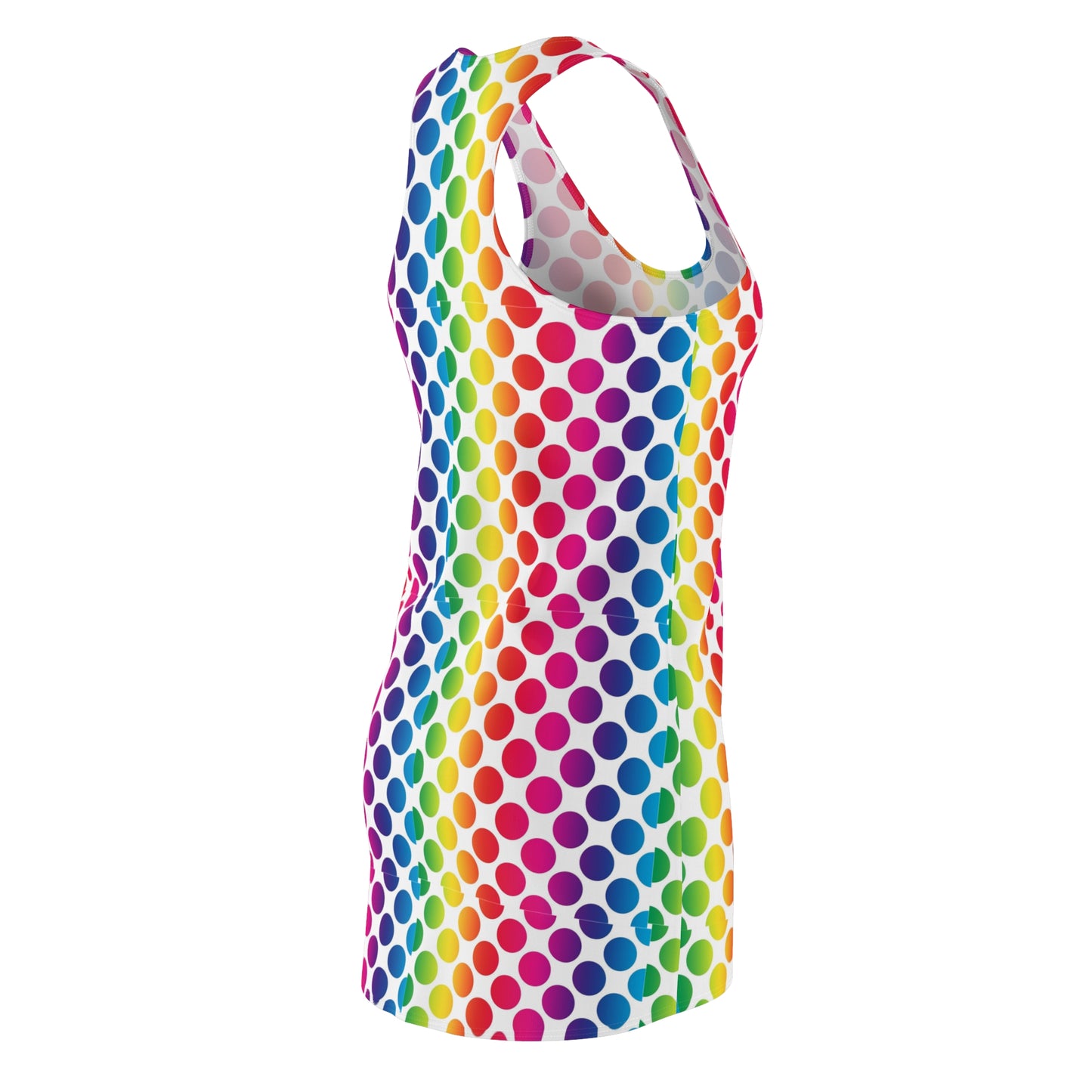 Colorful Polka Dot Racerback Dress, Summer Dress, Festival Wear, Party Outfit, Casual Dress, Vibrant Dress, Gift for Her