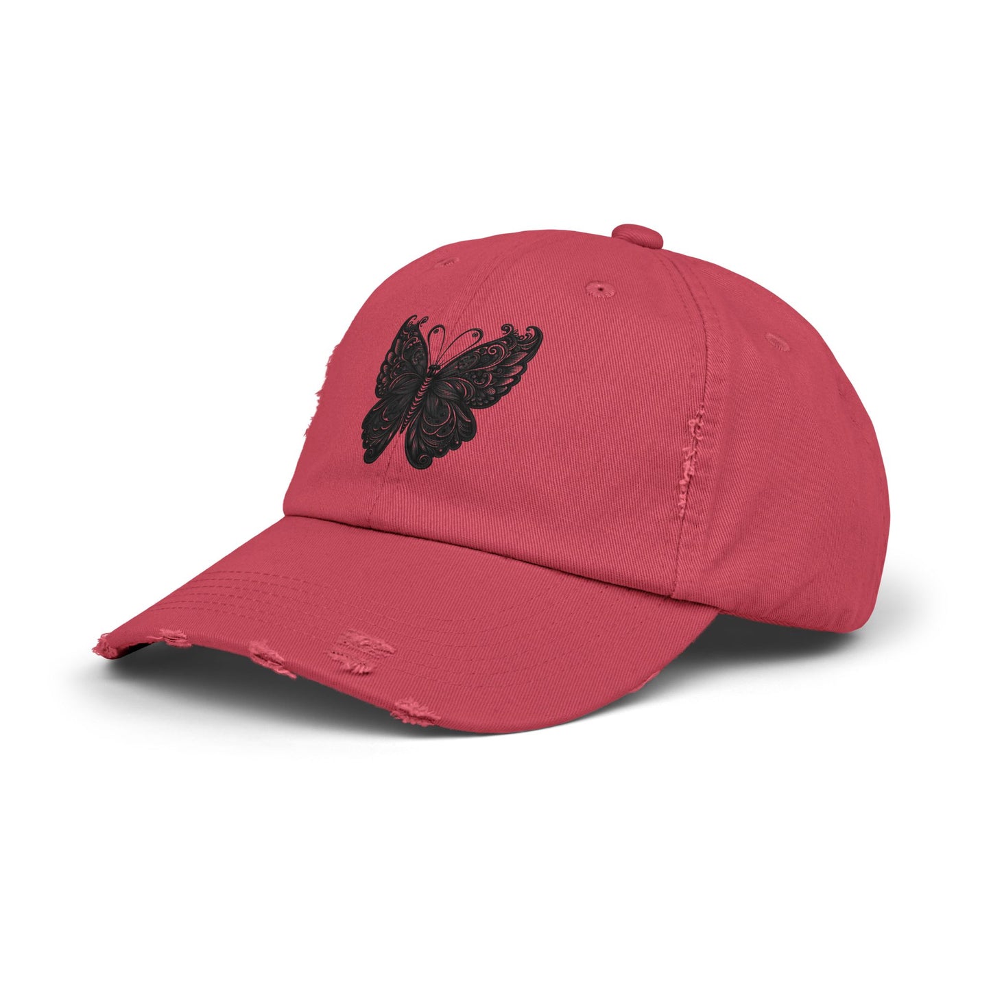 Black Distressed Butterfly Cap | Stylish Unisex Hat for Everyday Wear, Perfect Gift for Birthdays, Fashion Statement
