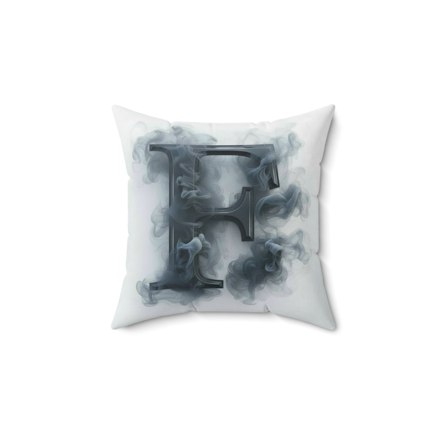 Smoky Letter 'F' Decorative Throw Pillow — Monogram Initial Accent Cushion