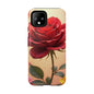 Floral Phone Case with Red Rose Design, Tough Phone Cover, Flower Print, Gift for Her, Stylish Accessory, Floral Aesthetic