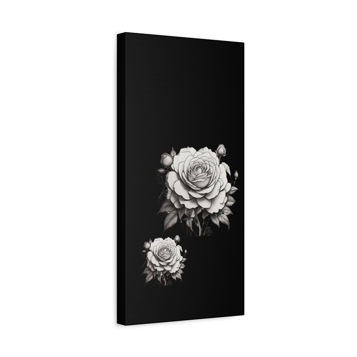 Monochrome Rose Canvas Print — Black & White Floral Wall Art