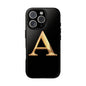 Custom Phone Case with Gold Letter A, Monogrammed Gift, Tough Protective Case, Personalized Phone Accessory, Unique Phone Cover
