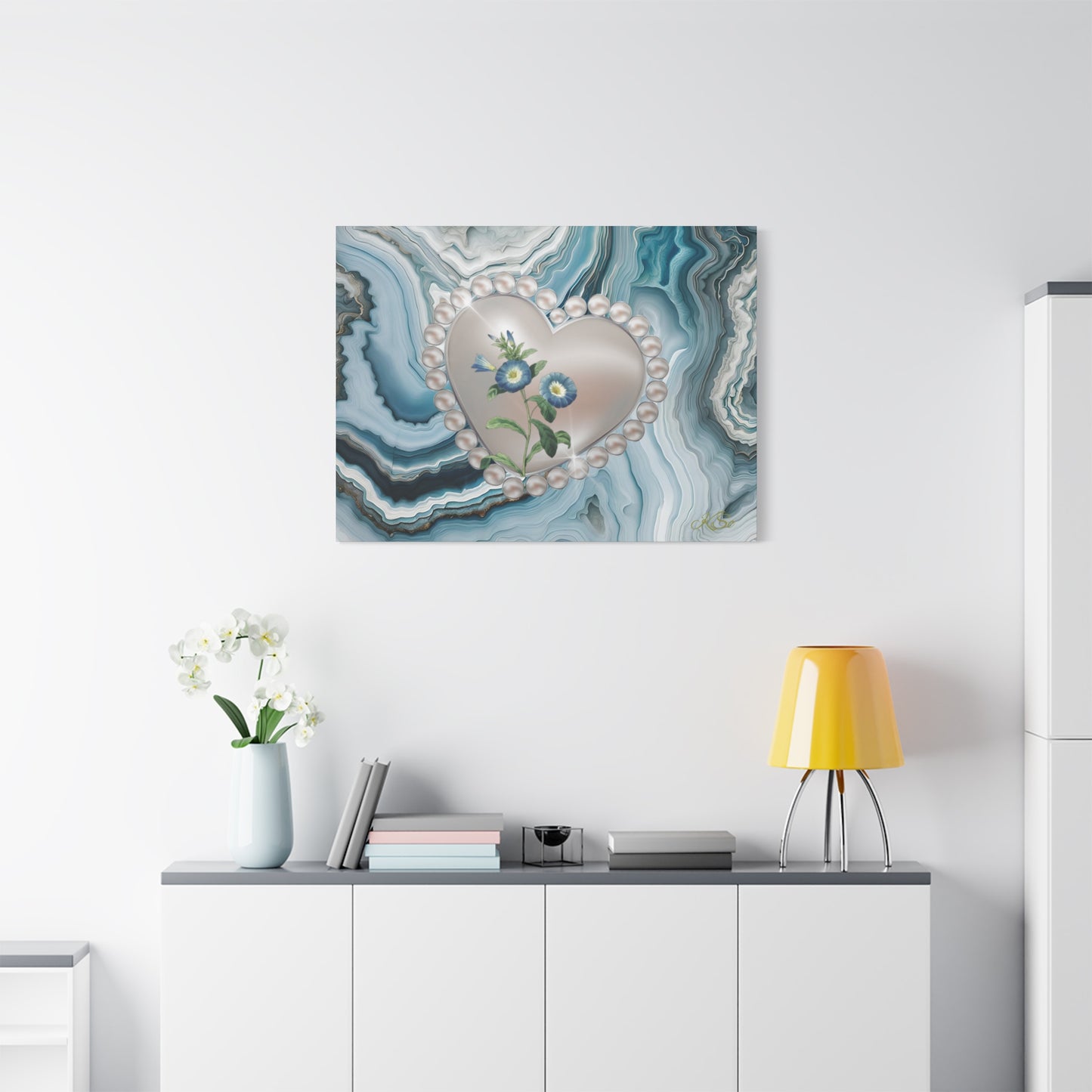 Elegant Floral Heart Canvas Wall Art, Modern Home Decor, Gift for Her