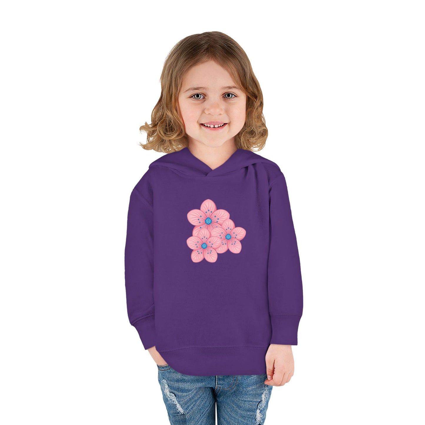 Adorable Toddler Pullover Fleece Hoodie with Pink Flower Design, Kids Sweatshirt, Toddler Clothing, Spring Outfit, Cute Gift for Kids