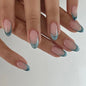 Cat eye wearing manicure French rich green simple almond 365nails