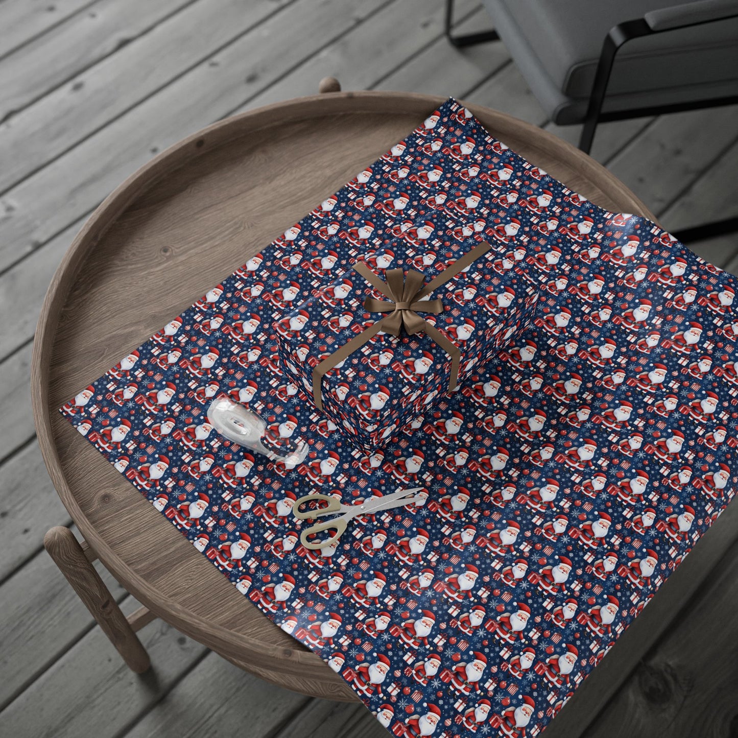 Santa Pattern Wrapping Paper Roll — Festive Christmas Gift Wrap
