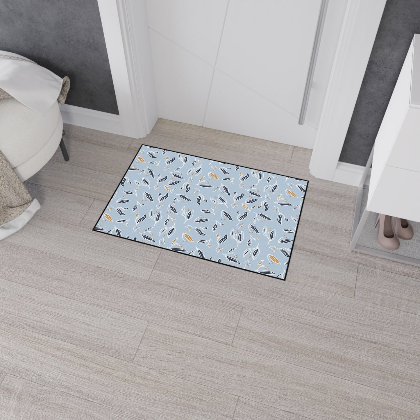 Leaf Pattern Heavy-Duty Floor Mat — Non-Slip Entry & Kitchen Rug