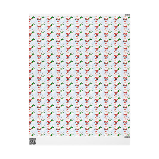 Wrapping Paper — Cute Santa & Polar Bear Holiday Gift Wrap (Festive Blue Roll)