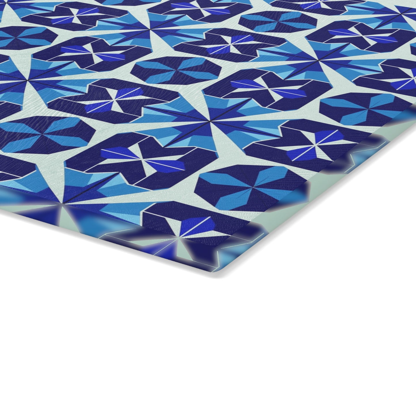 Blue Moroccan Tile Glass Cutting Board — Decorative Kitchen Chopping Board