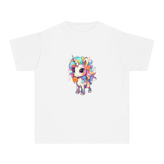 Colorful Unicorn Youth Midweight Tee, Kids T-Shirt, Birthday Gift, Rainbow Apparel, Cute Unicorn Shirt, Fun Tee for Girls