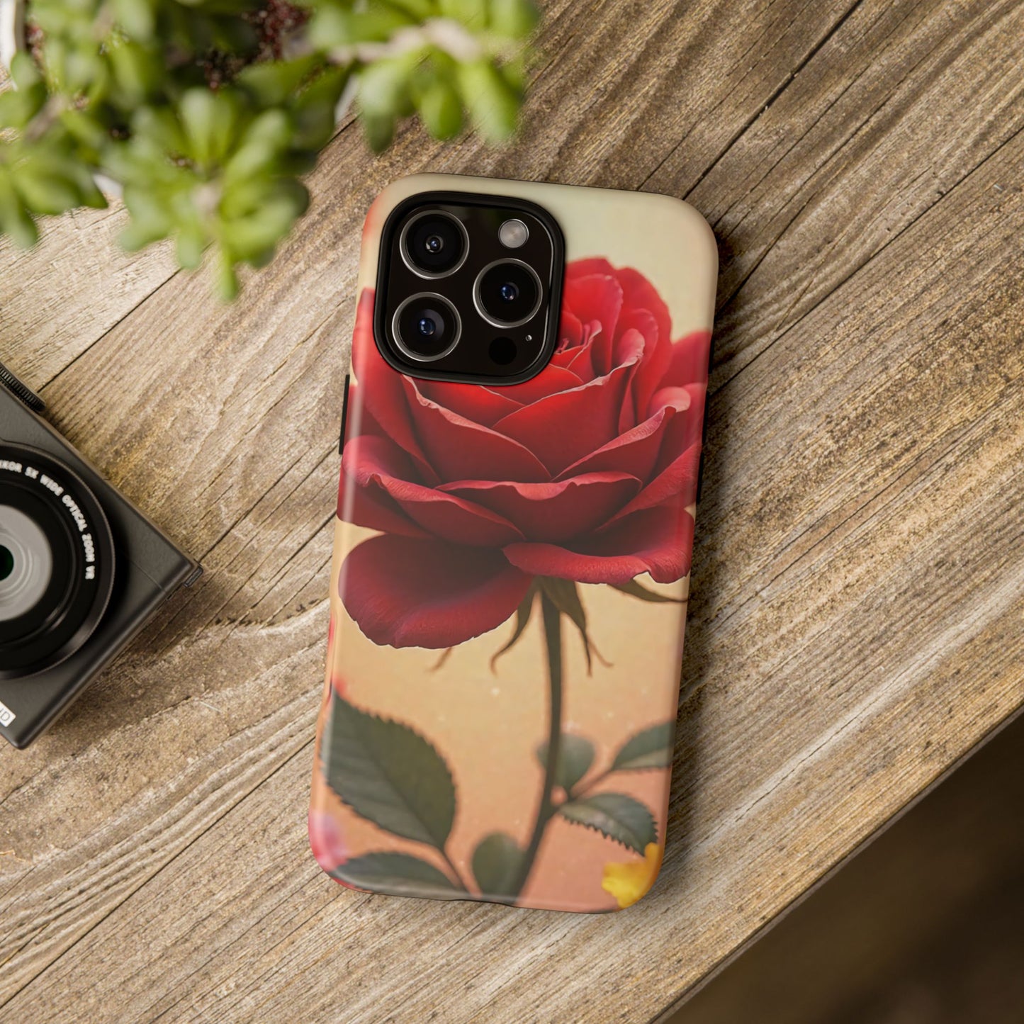 Floral Phone Case with Red Rose Design, Tough Phone Cover, Flower Print, Gift for Her, Stylish Accessory, Floral Aesthetic