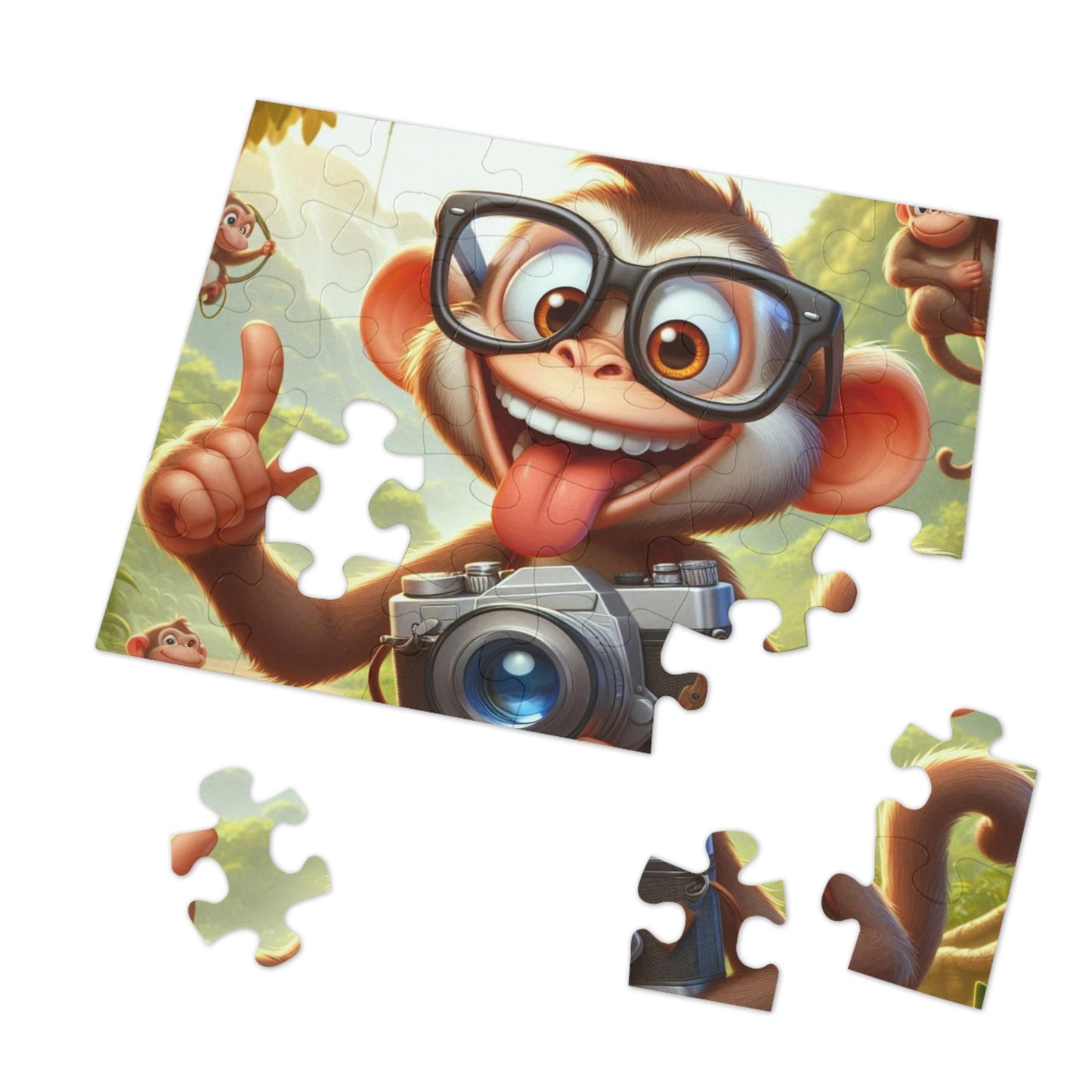 Fun Monkey Jigsaw Puzzle with Tin, Kids Puzzle, Family Game Night, Educational Activity, Gifts for Kids, Animal Themed Puzzle