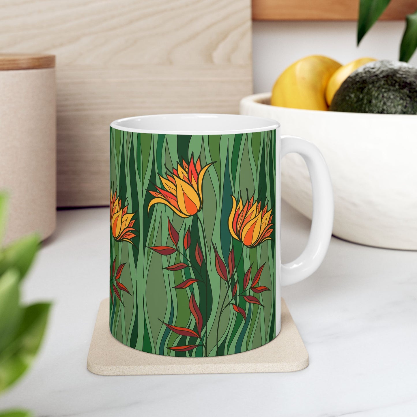 Vibrant Floral Ceramic Mug - Perfect Gift for Flower Lovers, Tea and Coffee Enthusiasts, Home Decor, Spring Celebrations, Unique Kitchenware