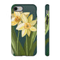 Floral Phone Case - Yellow Daffodil Design, Tough Phone Cover, Spring Decor, Floral Gift, Nature-Inspired Accessories