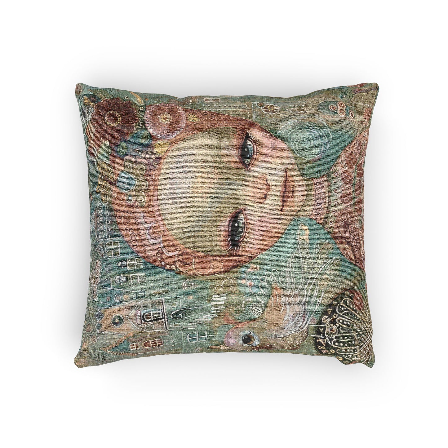 Whimsical Woven Pillow, Artistic Home Decor, Unique Gift for Art Lovers, Cozy Accent Cushion, Creative Interior Decoration