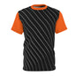 Stylish Unisex Cut & Sew Tee, Trendy Striped Black and Orange Shirt