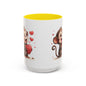 Cute Monkey Love Coffee Mug, Valentine's Gift, Animal Lover's Mug, Heartfelt Coffee Cup, Fun Kitchen Decor