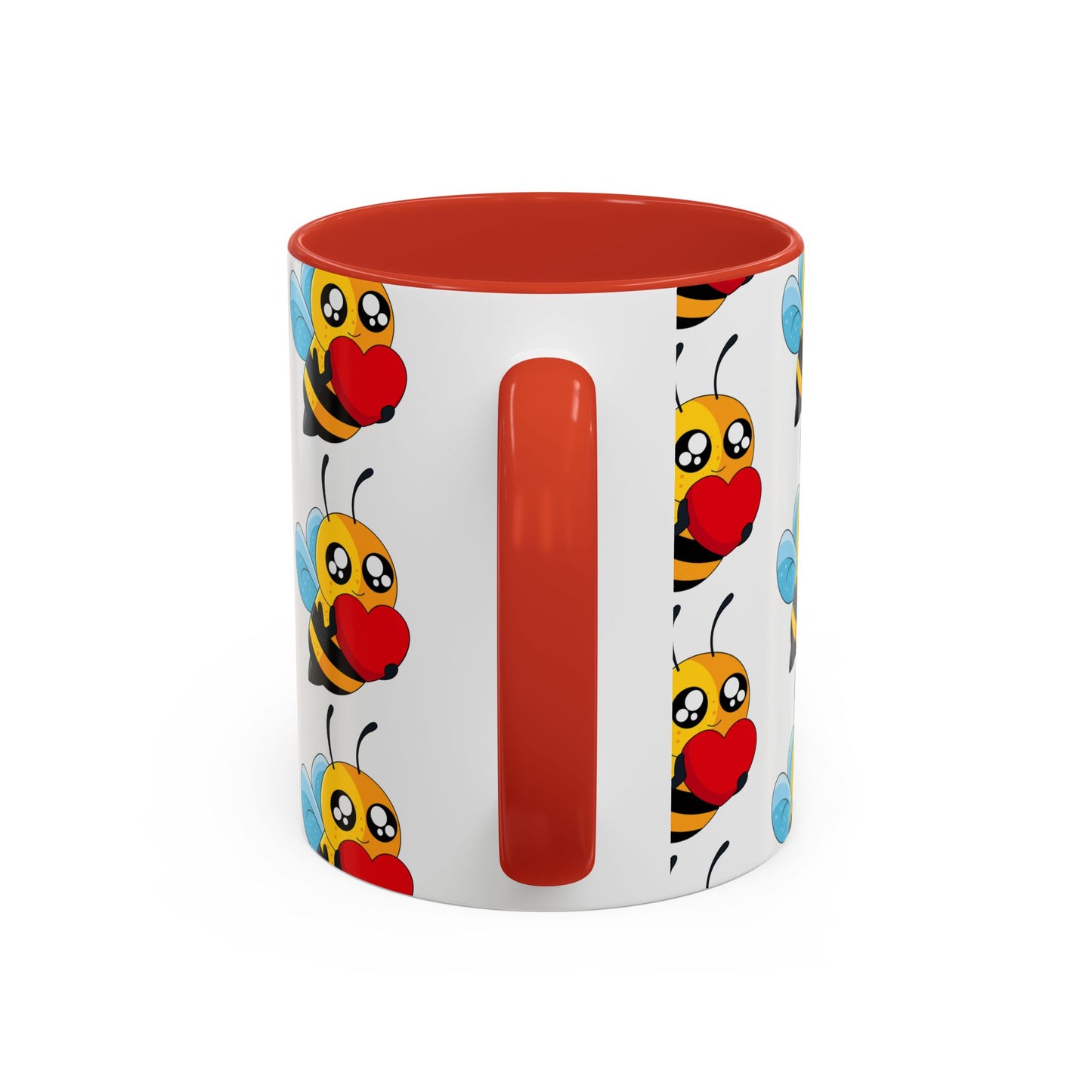 Cute Bee Love Accent Coffee Mug,  Cute Floral Mug, Cheerful Bee Design