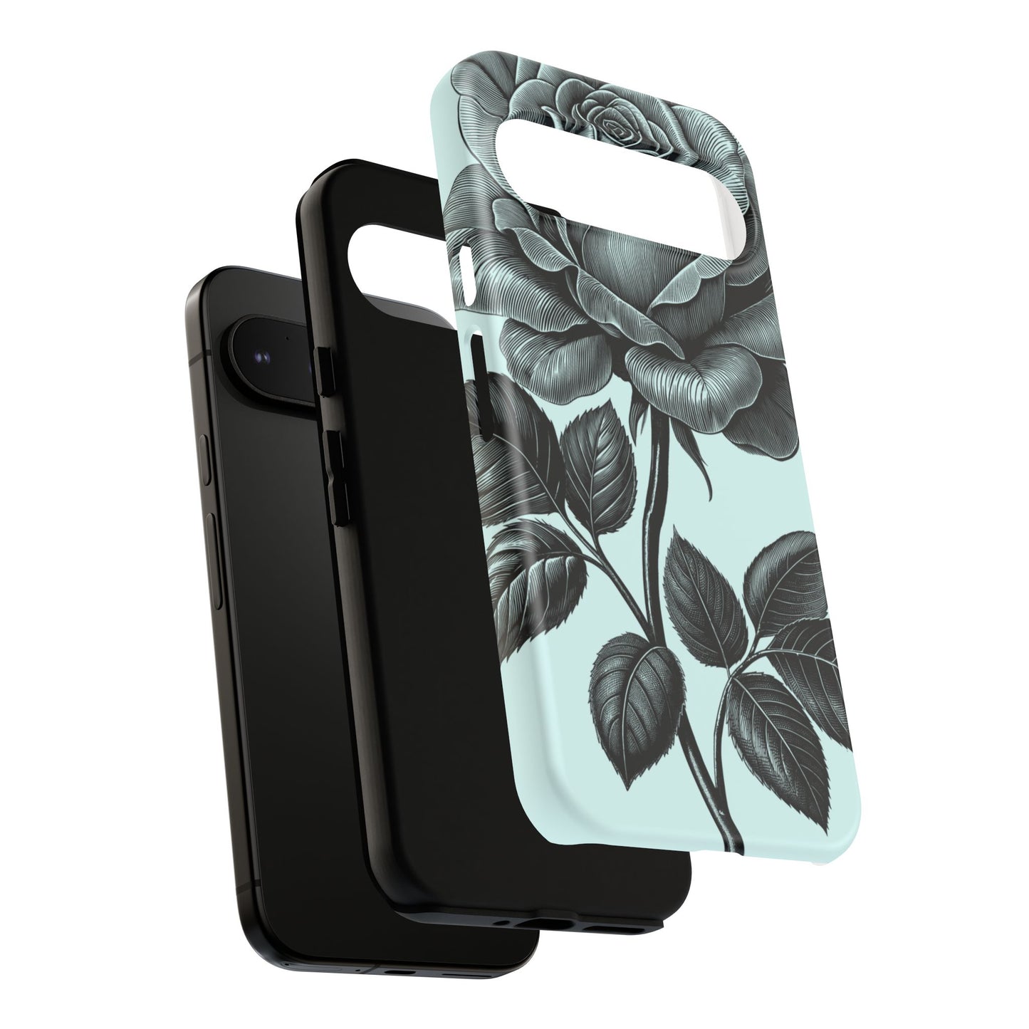 Elegant Floral Phone Case, Tough Cases for iPhones, Black Rose Design, Gift for Her, Stylish Phone Cover, Birthday Gifts