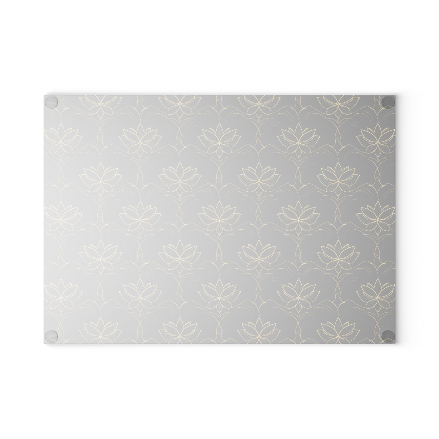 Lotus Pattern Glass Cutting Board — Elegant Black & Gold Kitchen Board