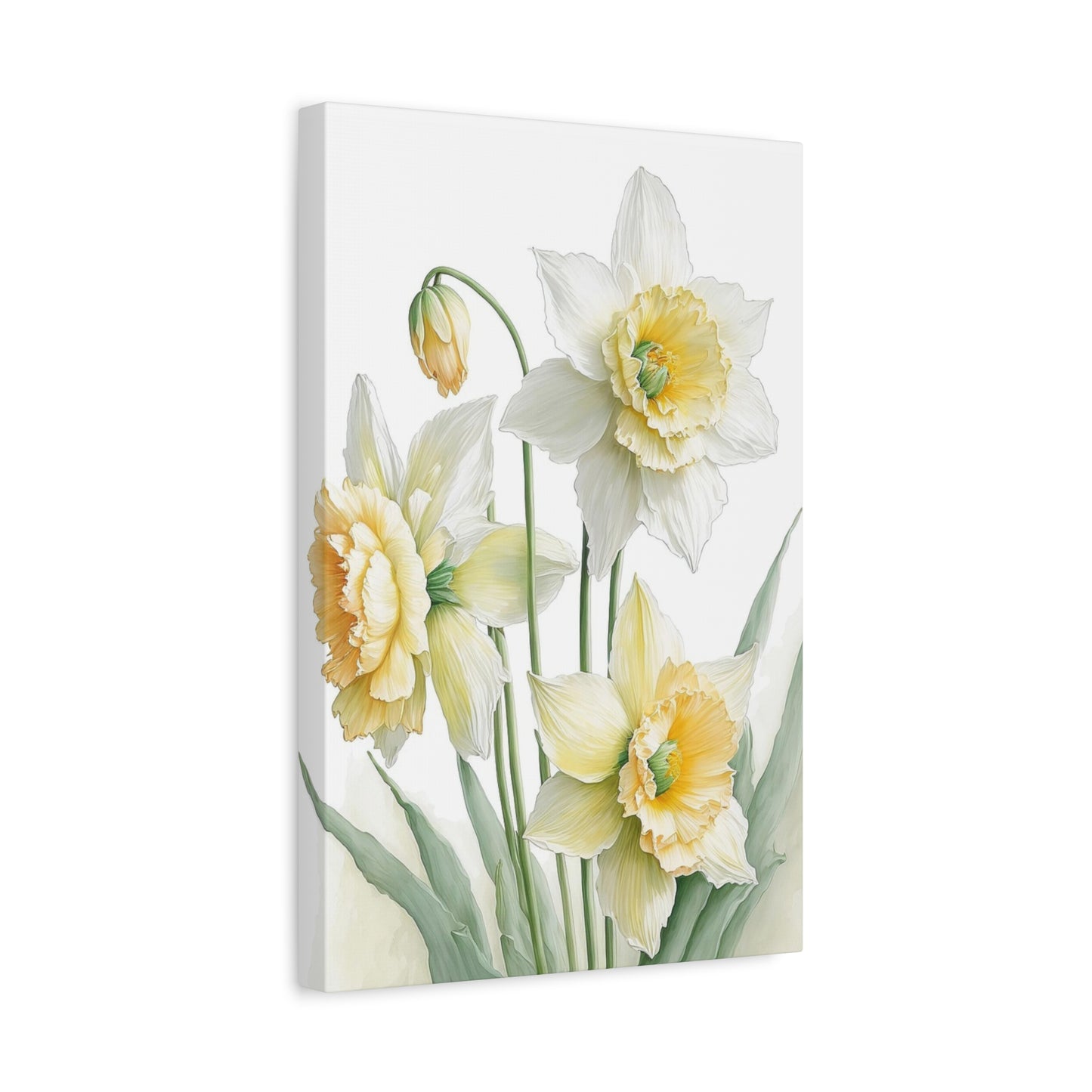 Matte Canvas, Stretched, 1.25" beautiful flowers white and yellow.