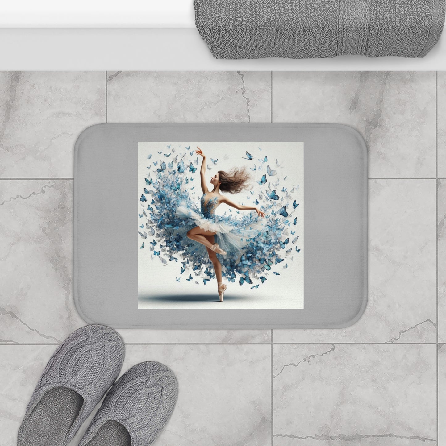 Elegant Ballerina Bath Mat, Dance Decor, Floral Home Accessory, Unique Bathroom Gift, Spa Vibes, Dance Lover's Gift