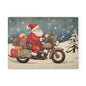 Festive Santa Motorcycle Glass Cutting Board, Holiday Kitchen Decor, Christmas Gift, Unique Cookware, Santa Gift Idea