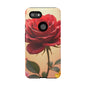Floral Phone Case with Red Rose Design, Tough Phone Cover, Flower Print, Gift for Her, Stylish Accessory, Floral Aesthetic