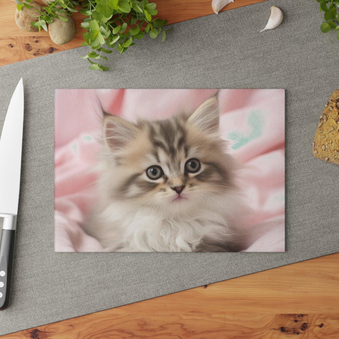 Adorable Kitten Glass Cutting Board  Kitchen Decor