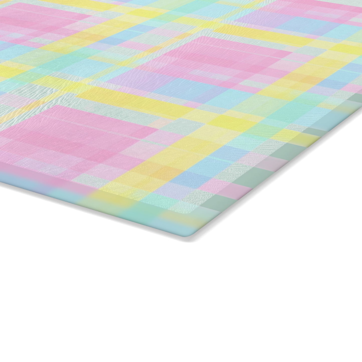 Pastel Plaid Glass Cutting Board – Spring Kitchen Decor