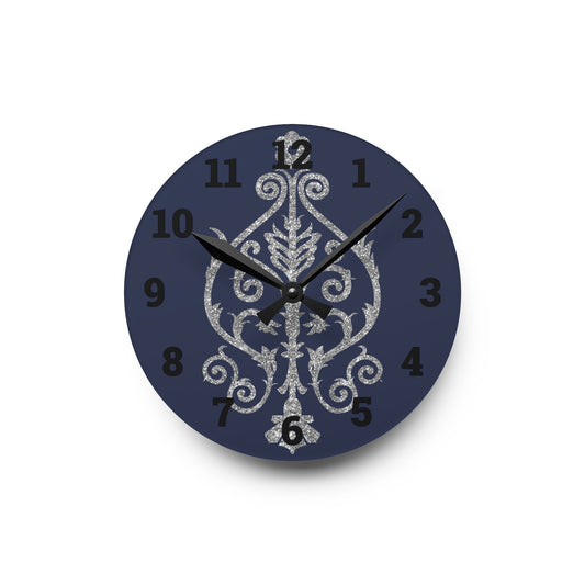 Elegant Floral Acrylic Wall Clock – Vintage Home Decor, Kitchen Wall Art