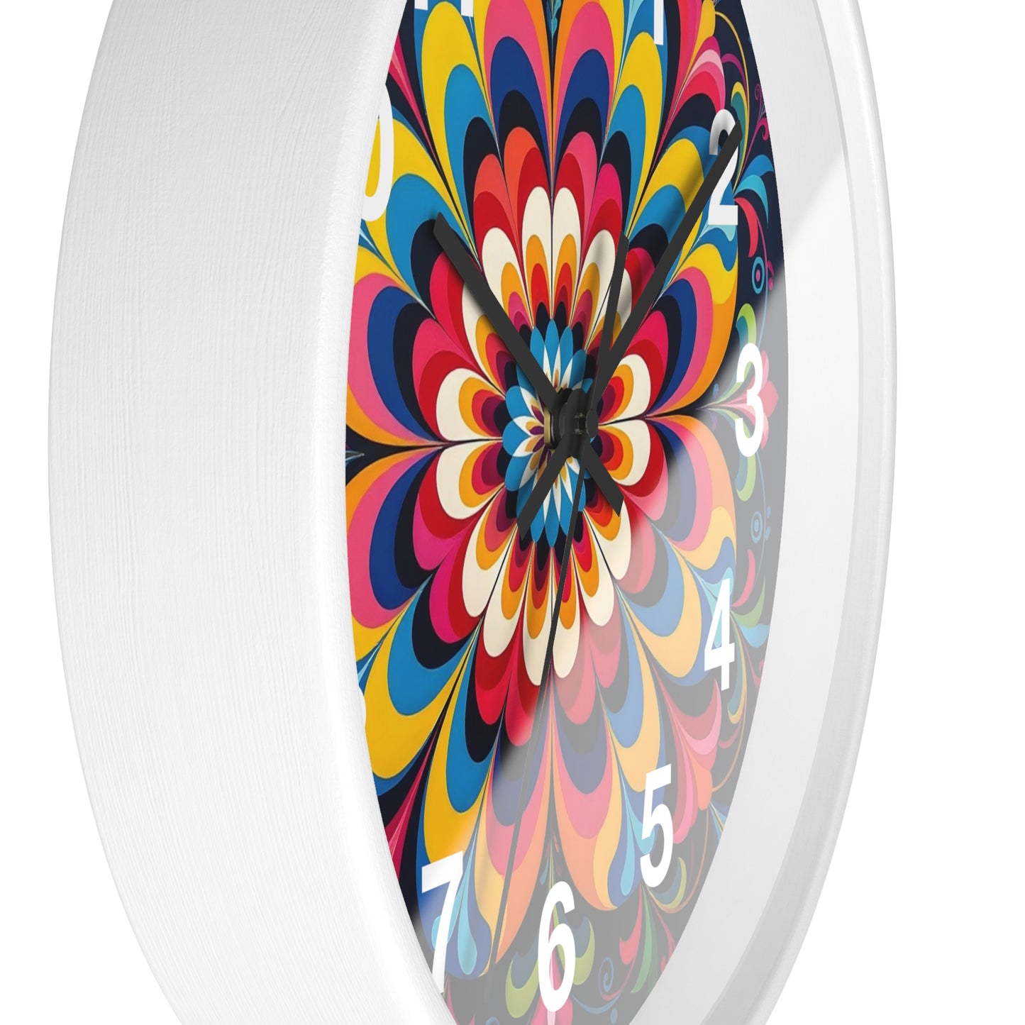 Colorburst Mandala Wall Clock — Vibrant Retro Boho Home Decor