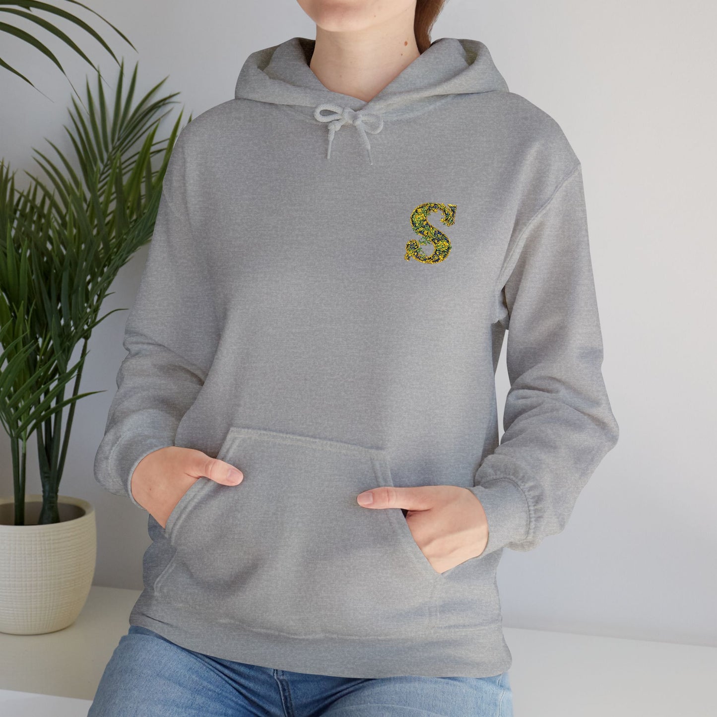 Floral S Initial Hoodie — Monogrammed Flower Letter Sweatshirt