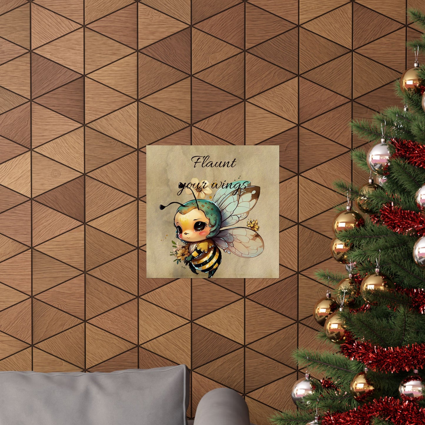 Whimsical Bee Poster Art - Flaunt Your Wings, Cute Bee Decor, Nursery Wall Art, Gift for Kids, Insect Lover's Gift