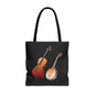Musical Instruments Tote Bag, Music Lover Gift, Banjo and Cello Design, Stylish Grocery Tote, Concert Bag, Eco-Friendly Carryall