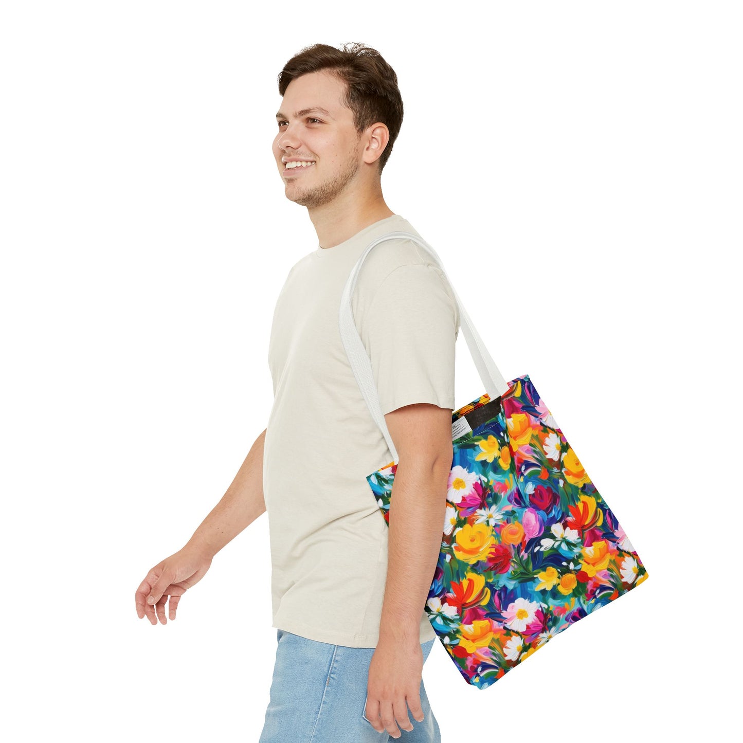 Colorful Floral Tote Bag — Vibrant All-Over Print Shopper