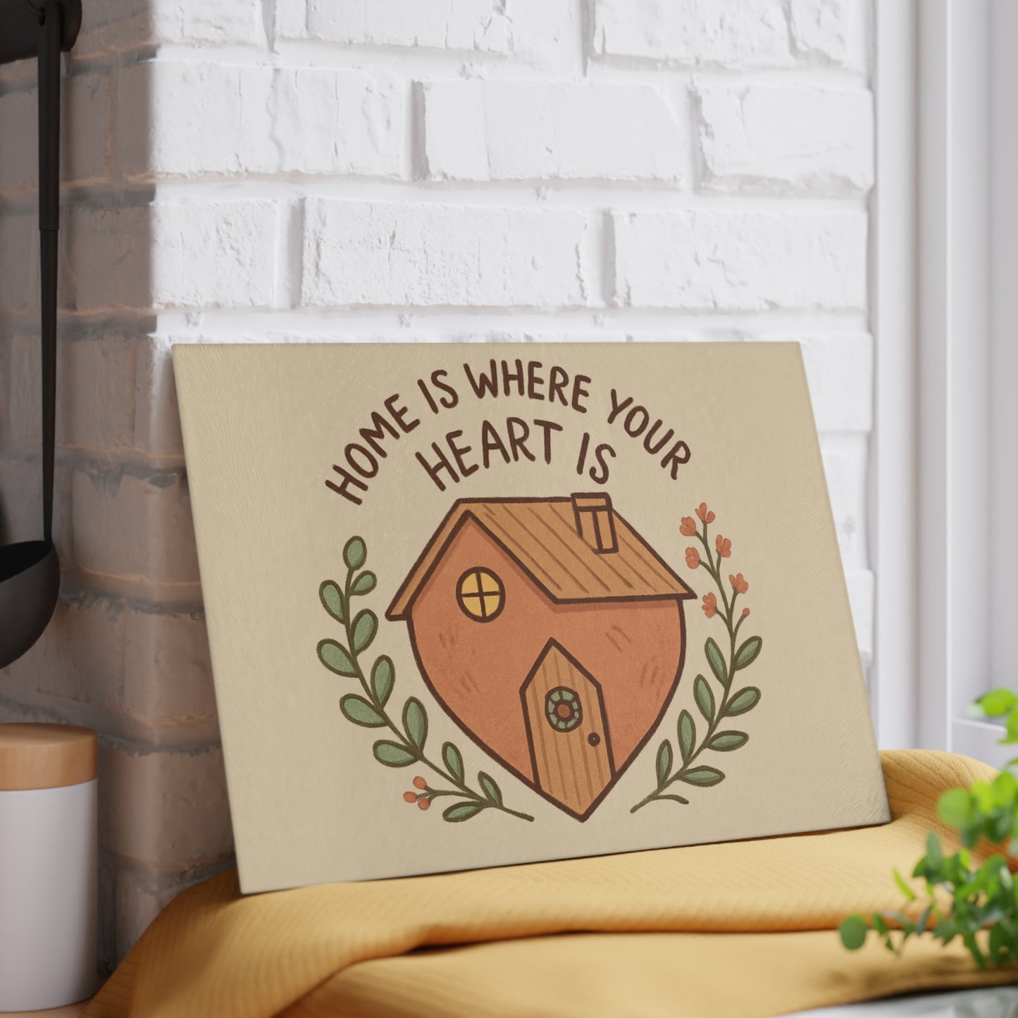 Home Sweet Home Glass Cutting Board, Kitchen Decor, Gift for New Home, Wedding Gift, Heartwarming Kitchenware