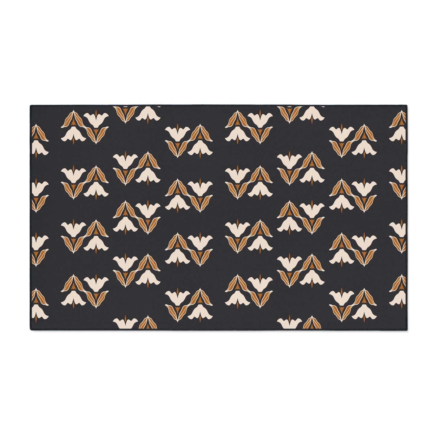 Floor Mat — Modern Retro Floral Pattern Heavy-Duty Entry Rug