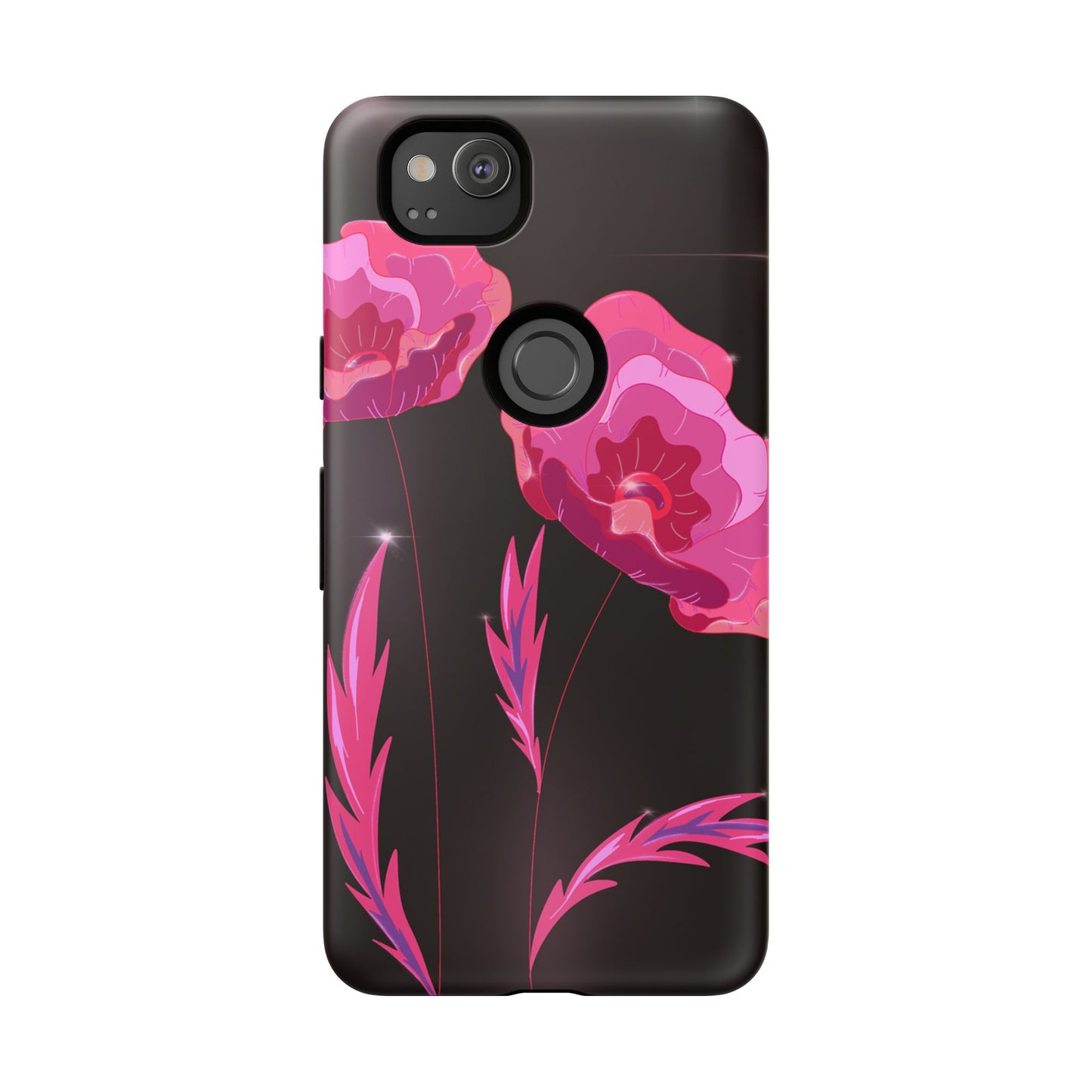 Floral iPhone Case | Tough Cases with Pink Poppy Design, Elegant Flower Phone Cover, Gift for Her, Spring Accessories, Chic Tech