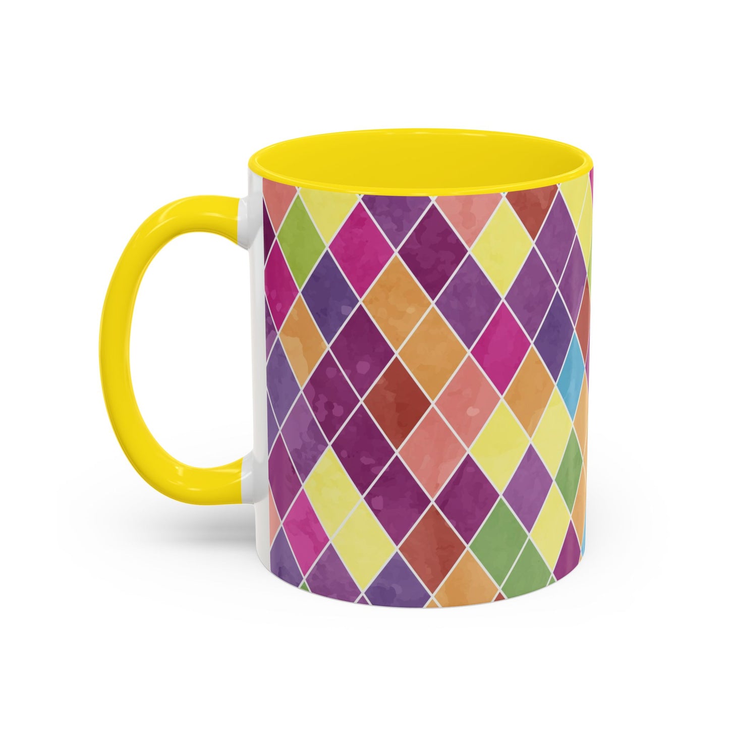 Colorful Diamond Pattern Coffee Mug, Coffee Lover Gift, Bright Kitchen Decor, Artistic Mug, Vibrant Drinkware