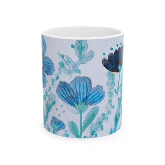 Floral Watercolor Ceramic Mug, Coffee Cup, Tea Lover Gift, Spring Decor, Home Office Accessory, Unique Gift for Her