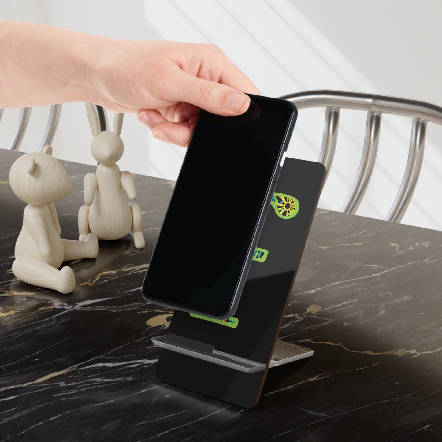 Phone Stand — Floral Mosaic 'f' Mobile Display Holder