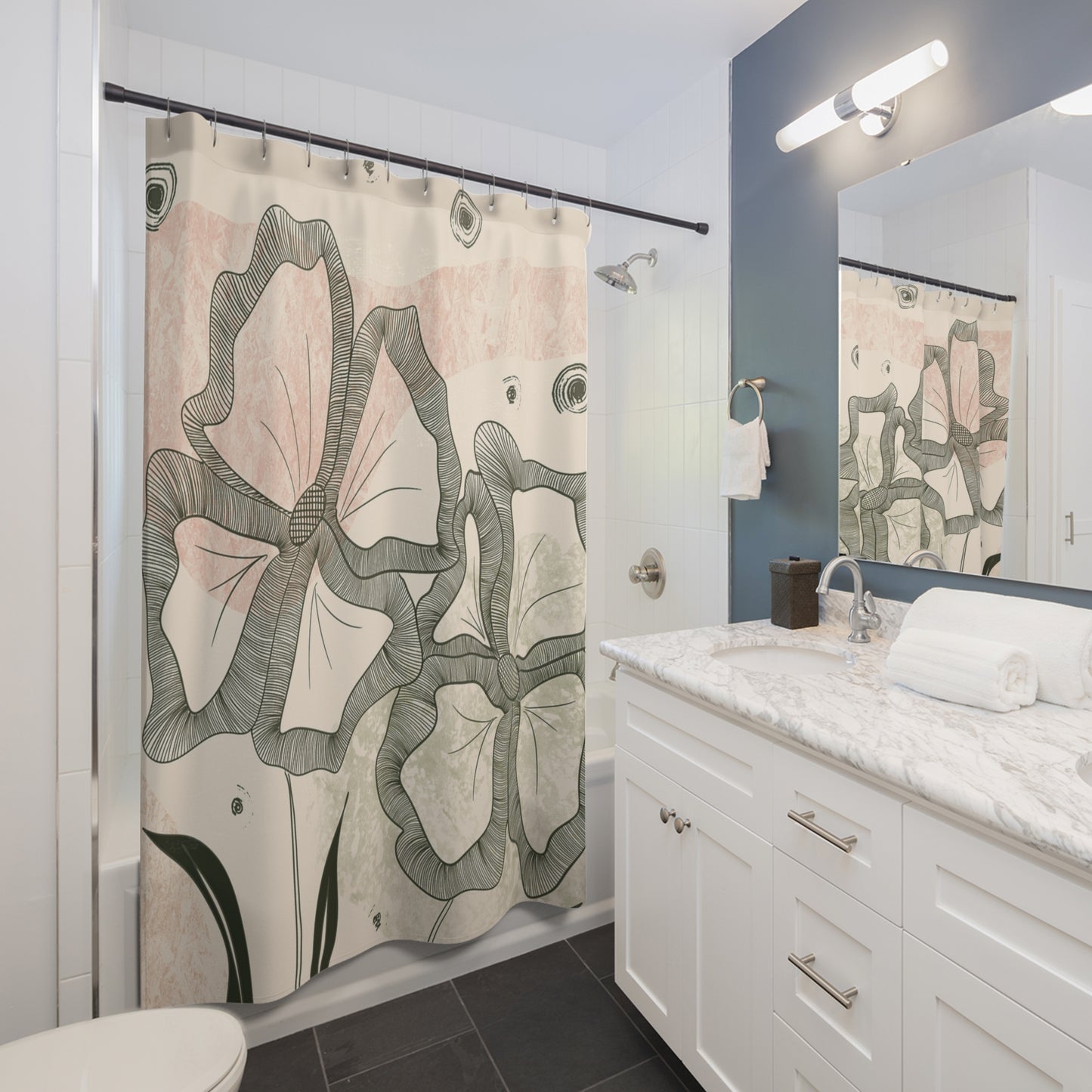 Floral Elegance Shower Curtains | Chic Bathroom Decor, Boho Home, Gift for Women, Spring Vibes, Floral Patterns