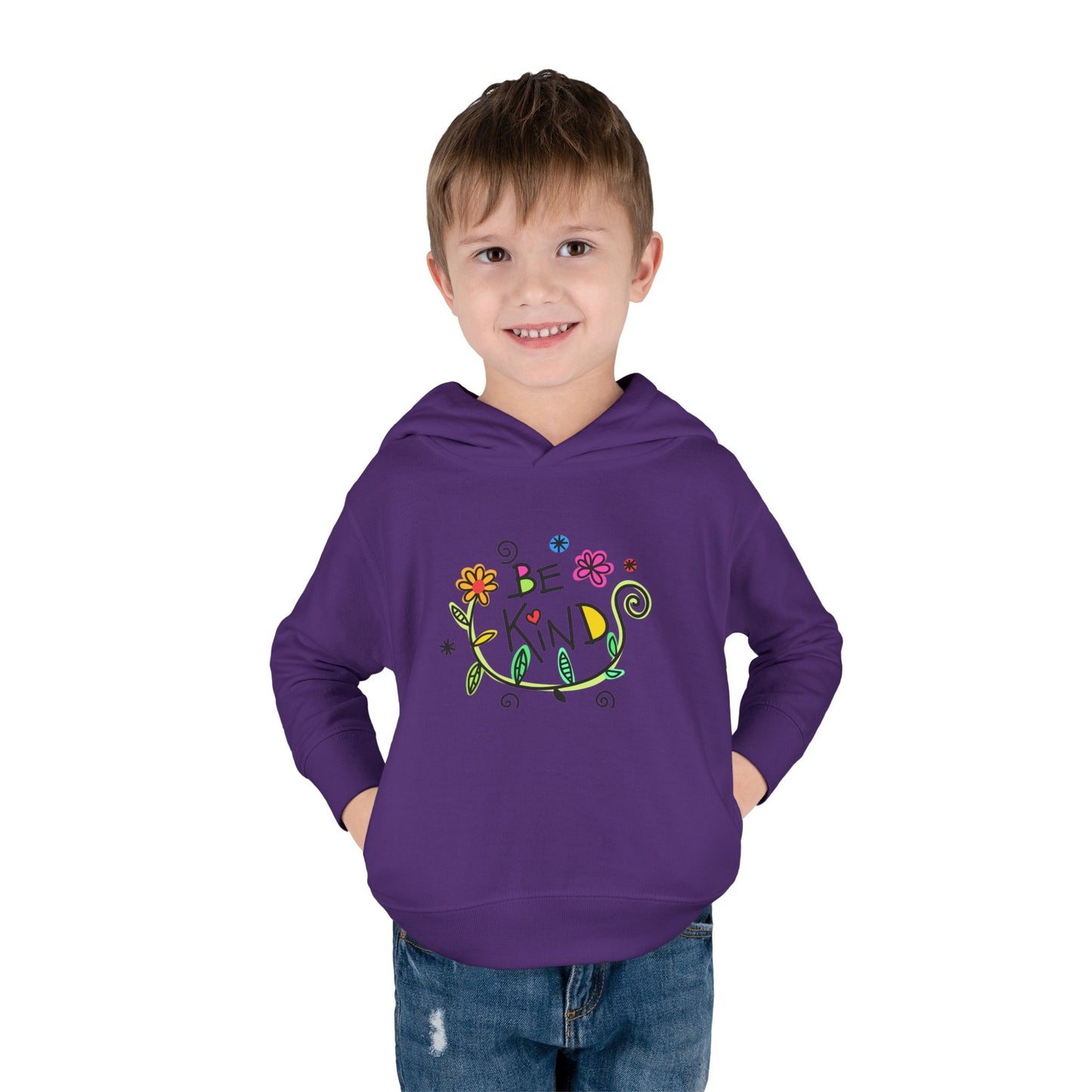 Toddler Fleece Hoodie - 'Be Kind' Floral Design, Cozy Kids Pullover, Cute Gift for Toddlers, Everyday Wear, Spring Outfit