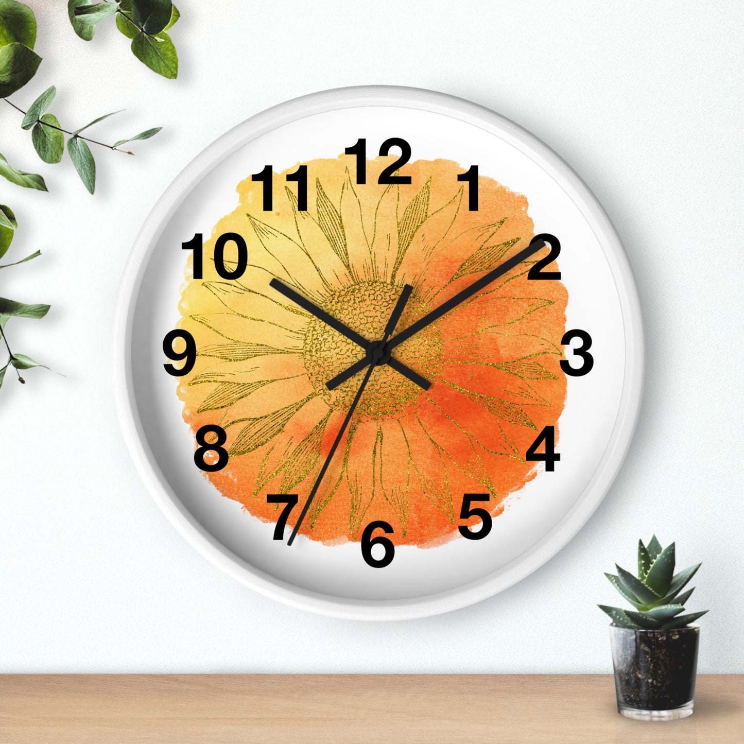 Sunflower Wall Clock, Rustic Home Decor, Floral Clock, Boho Wall Art, Gift for Garden Lovers, Housewarming Gift