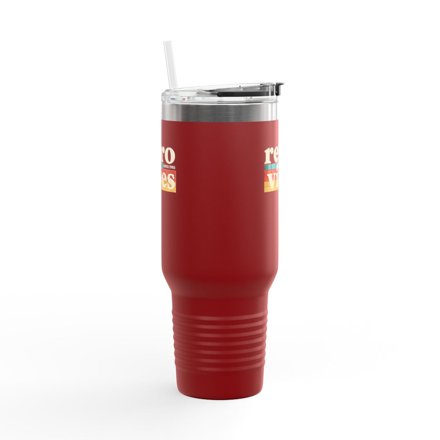 Retro Vibes Insulated 40oz Travel Mug | Fun Travel Cup for Coffee Lovers, Perfect for Road Trips, Picnics, Gifts