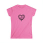 Women's Softstyle Tee with Heart Design, Casual Graphic T-Shirt, Gift for Her, Valentine’s Day Apparel, Trendy Outfit