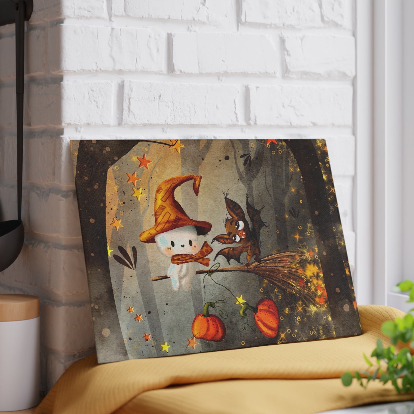 Whimsical Halloween Glass Cutting Board - Perfect for Fall Decor, Kitchen Gift, Trick or Treat, Pumpkin Lover, Halloween Party Supplies