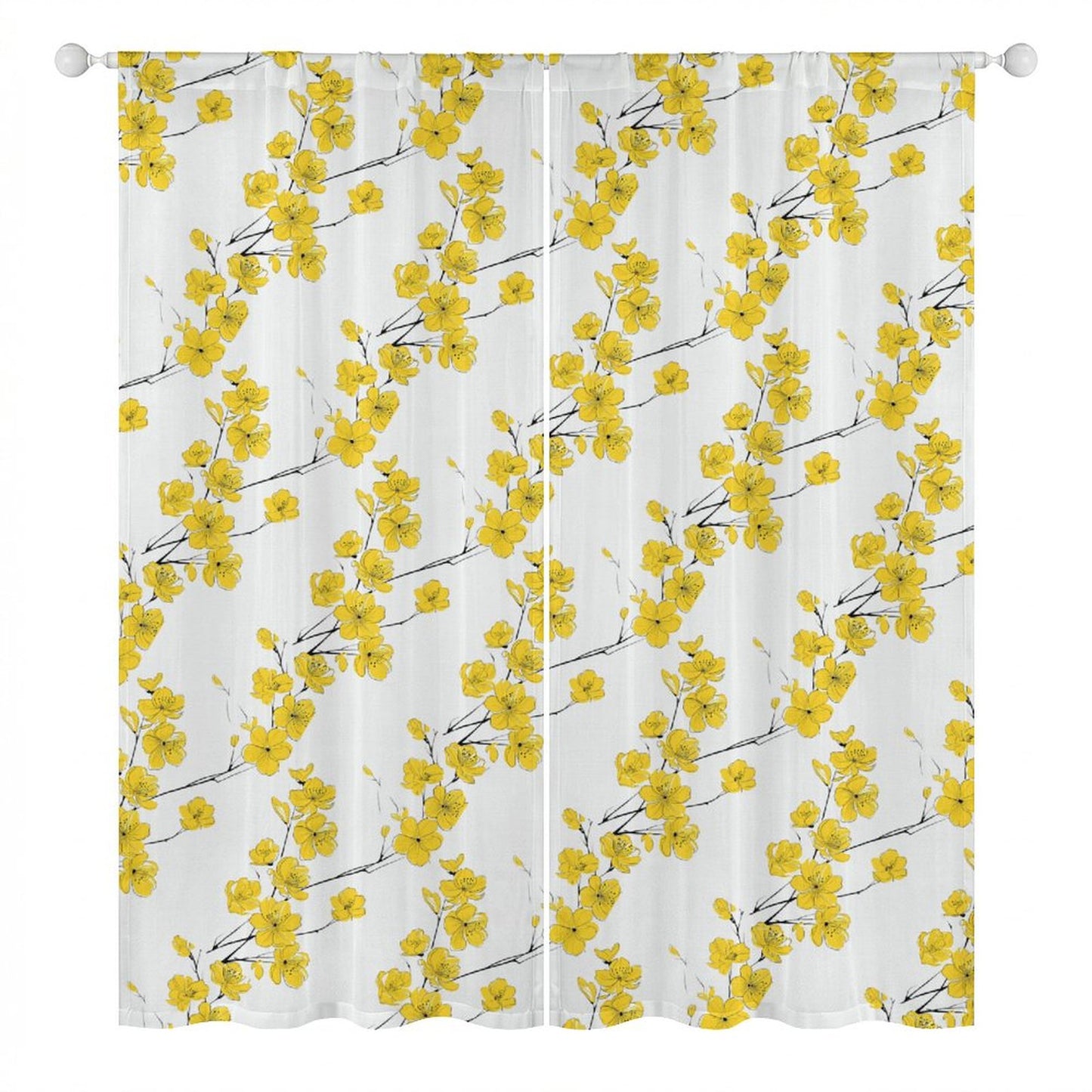 Sheer Curtain White and Yellow