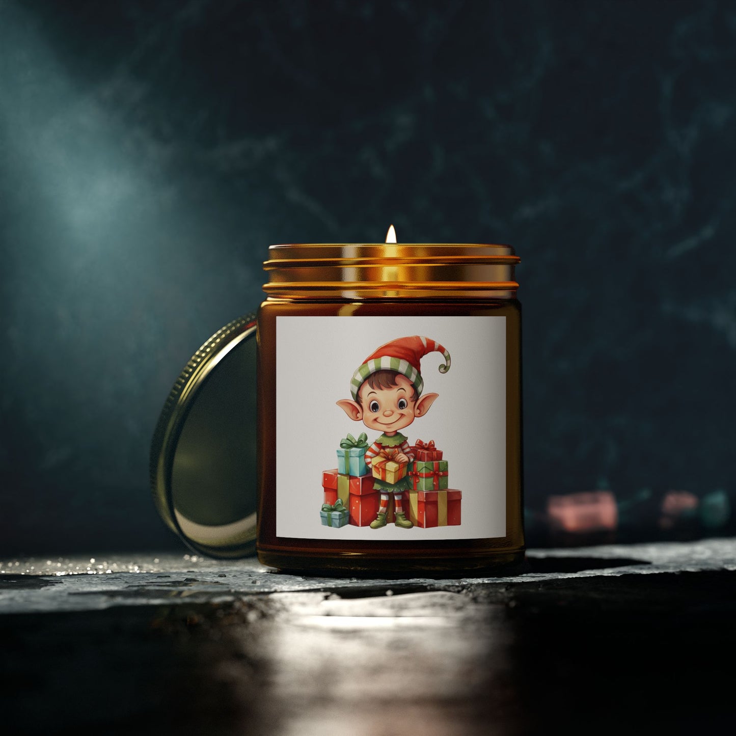 Festive Elf Scented Candle, Cheerful Holiday Decor, Perfect Gift for Christmas, Seasonal Home Fragrance, Joyful Aromatherapy